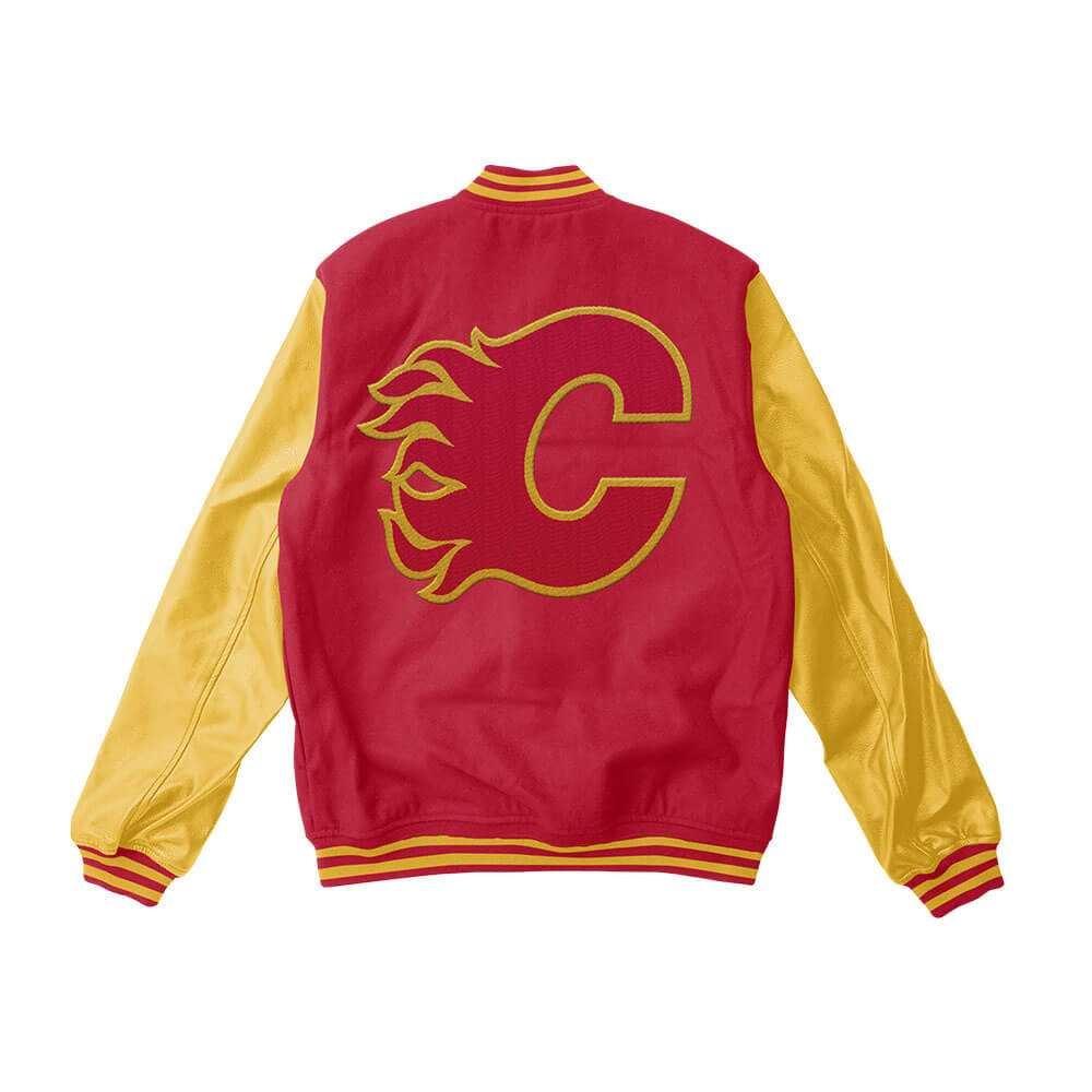 Calgary Flames Red And Gold Varsity Jacket