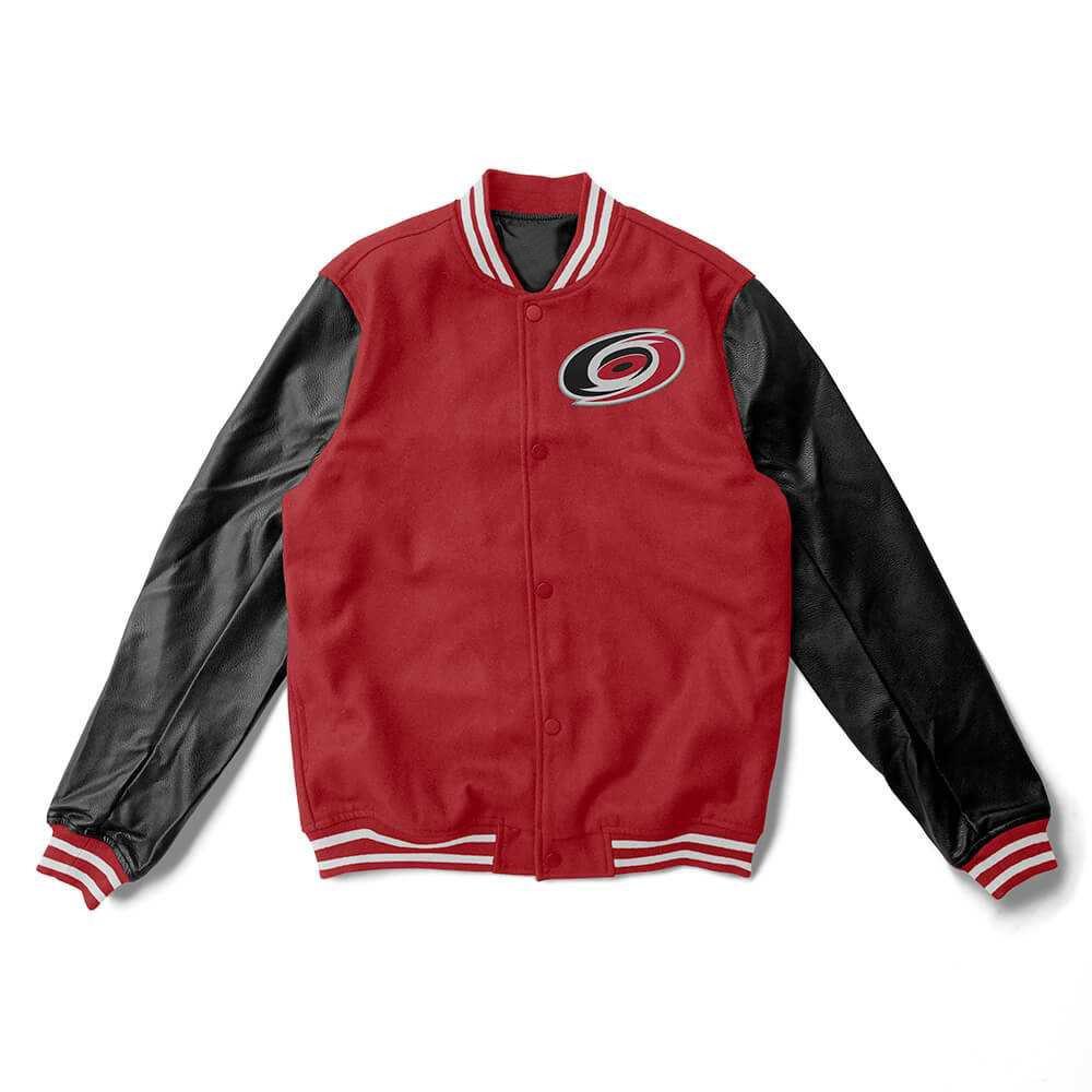 Carolina Hurricanes Black And Red Varsity Jacket
