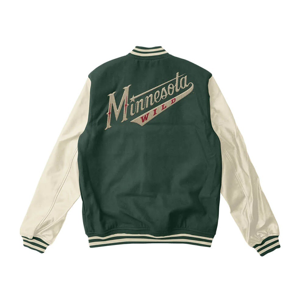 Minnesota Wild Green And Cream Varsity Jacket