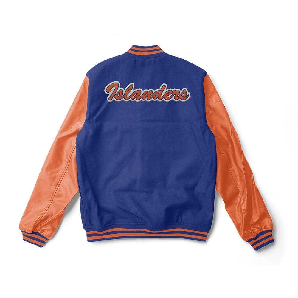 New York Islanders Blue And Orange Varsity Jacket