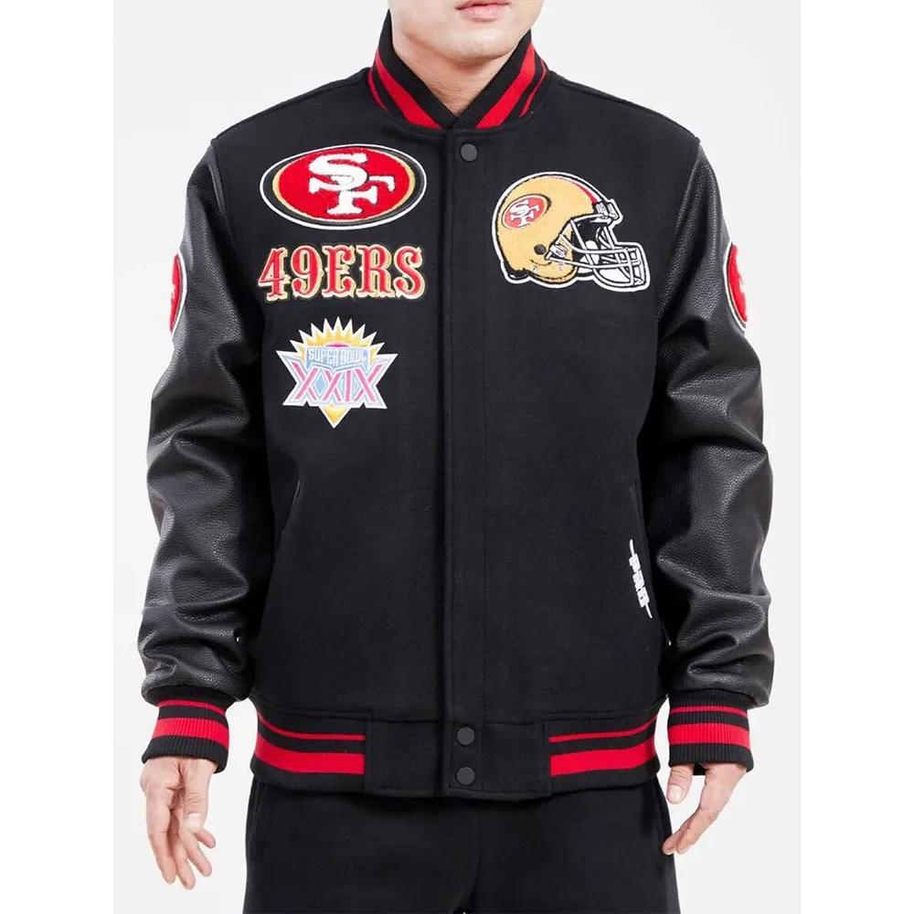 San Francisco 49ers Mashup Black Wool Varsity Jacket