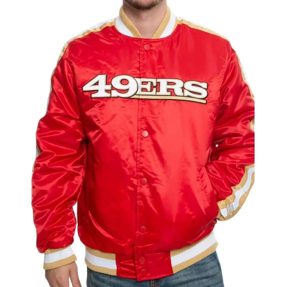 San Francisco 49ers Red Satin Bomber Jacket
