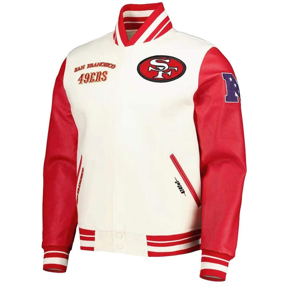 San Francisco 49ers Retro Classic Cream And Red Varsity Jacket