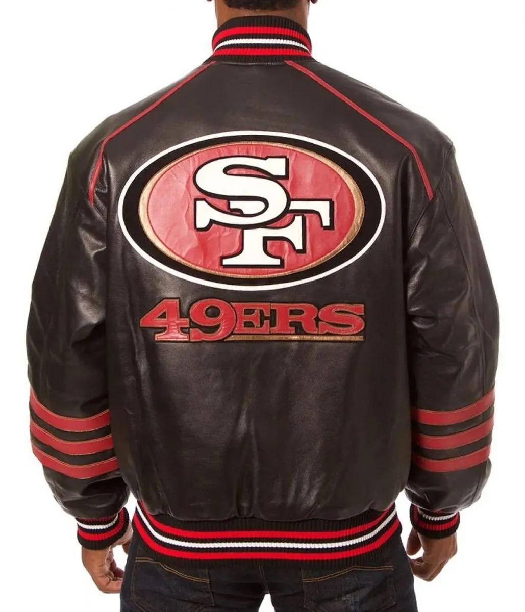 49ers San Francisco Sf Varsity Striped Leather Jacket
