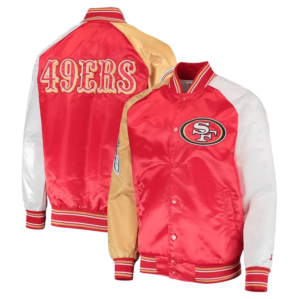 San Francisco 49ers The Reliever Varsity Scarlet Satin Jacket