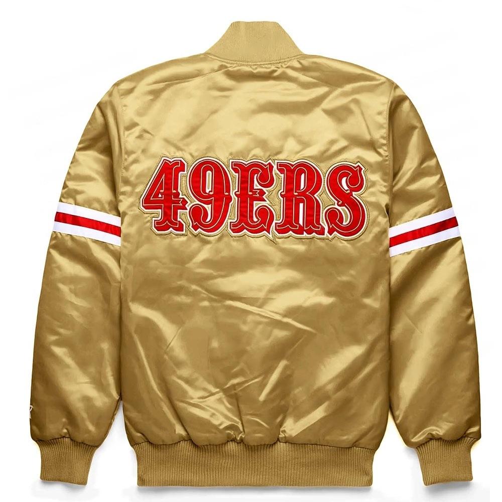 San Francisco 49ers Golden Satin Striped Varsity Jacket
