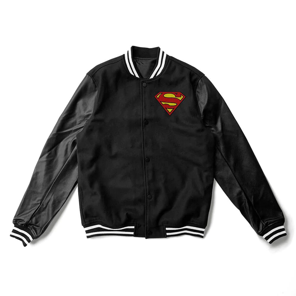 Superman Black Wool Varsity Jacket