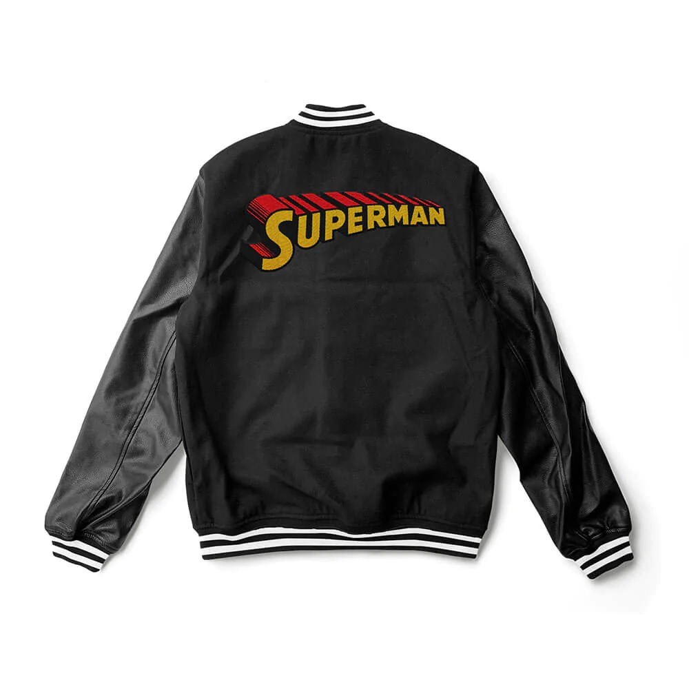 Superman Black Wool Varsity Jacket