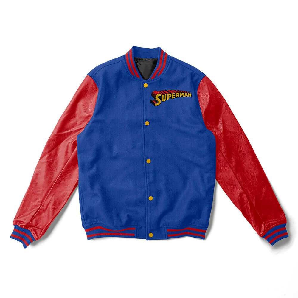 Superman Blue Wool Varsity Jacket