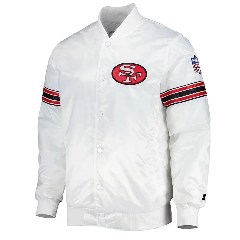 The Power Forward San Francisco 49ers White Varsity Jacket