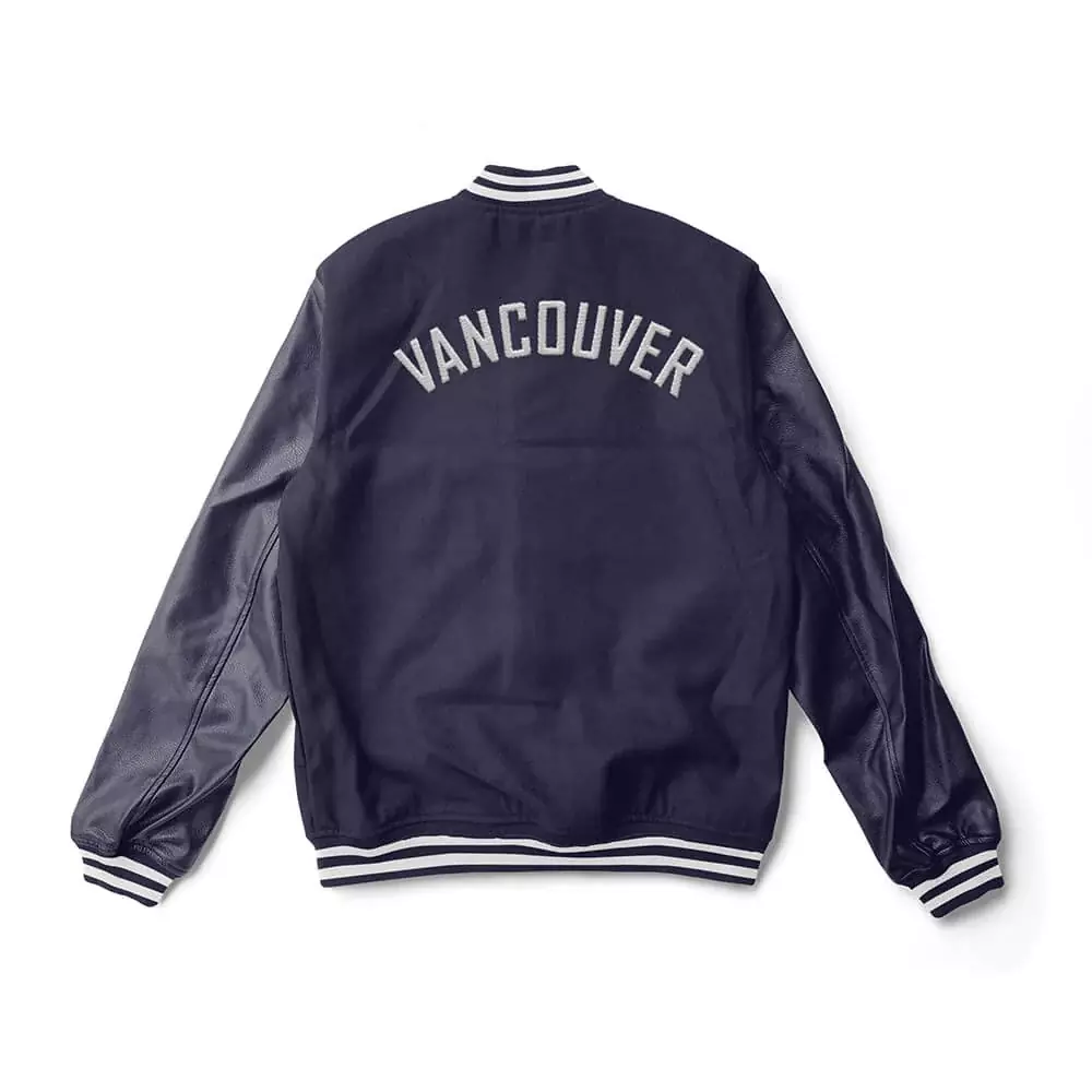 Vancouver Canucks Navy Blue Varsity Jacket