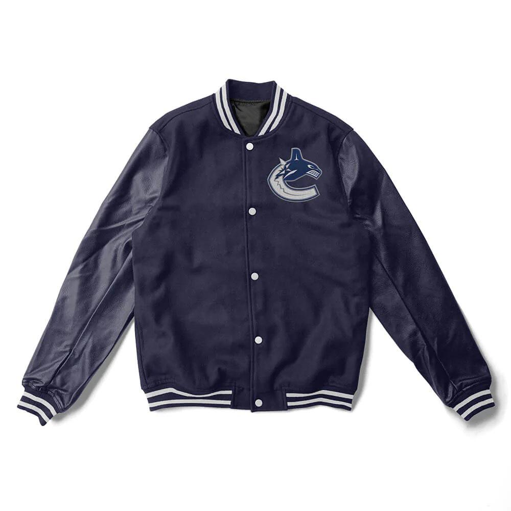 Vancouver Canucks Navy Blue Varsity Jacket