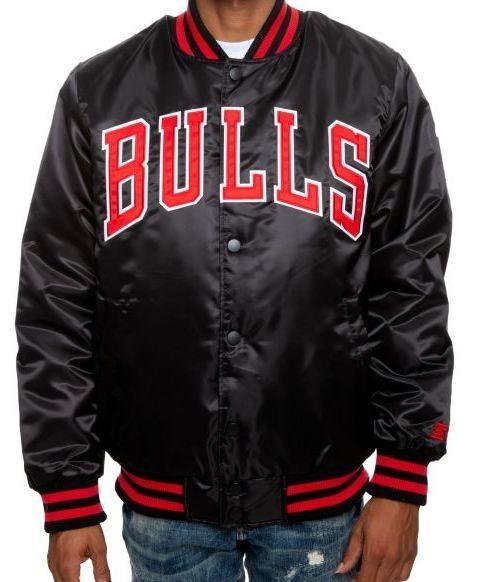 Chicago Bulls Black Satin Varsity Jacket
