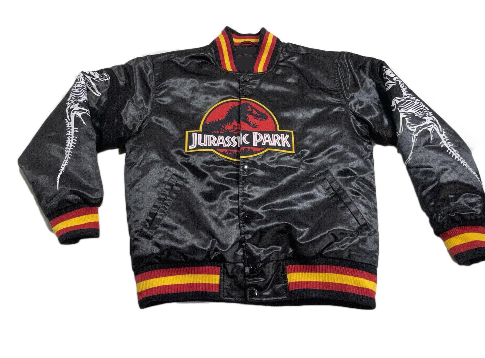 Jurassic Park Black Bomber Satin Varsity Jacket