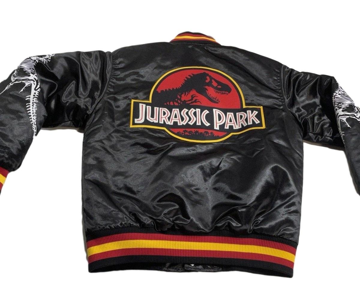 Jurassic Park Black Bomber Satin Varsity Jacket