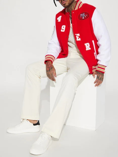 49ers Red & White Wool Varsity Jacket