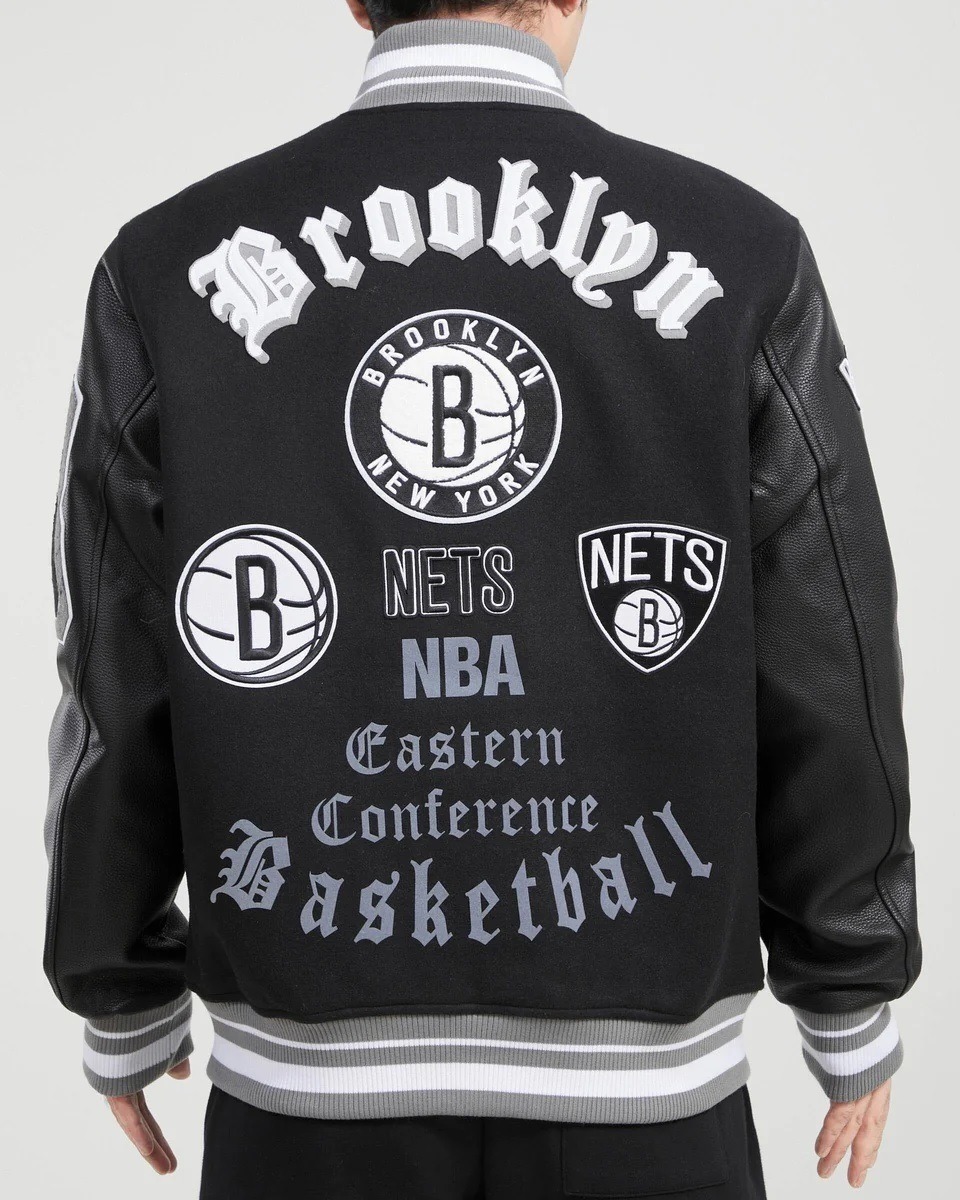 Brooklyn Nets Old English Wool Varsity Jacket