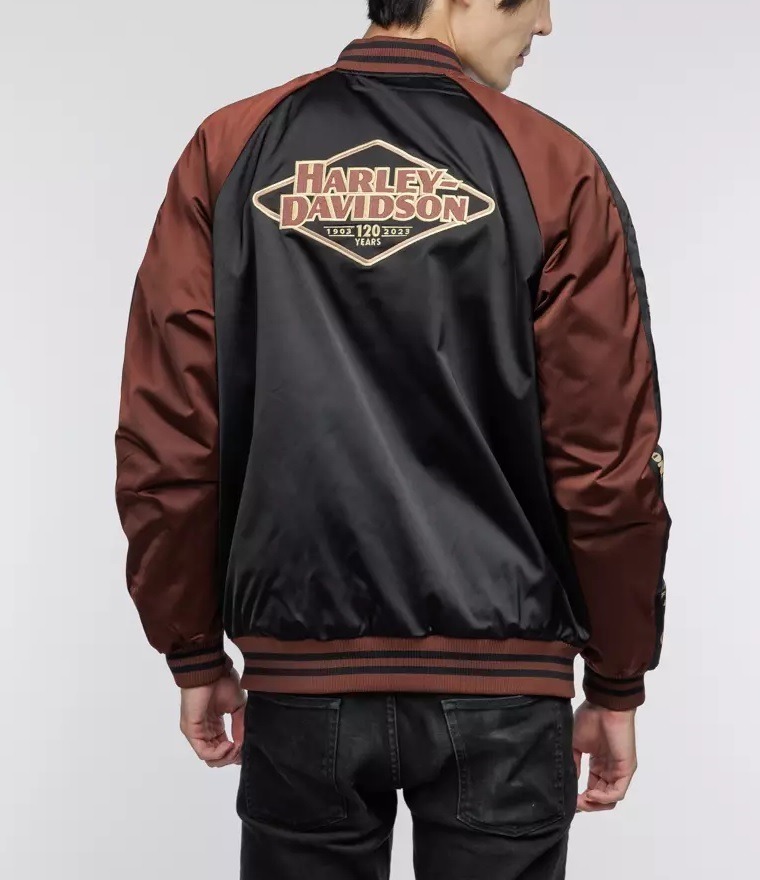 Harley Davidson 120th Anniversary Satin Varsity Jacket
