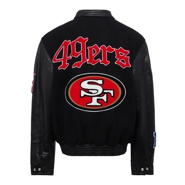 San Francisco 49ers Black & Red Wool Letterman Jacket