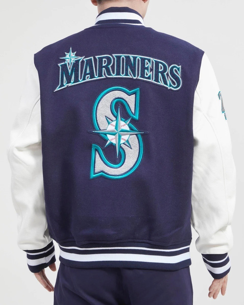Seattle Mariners Retro Classic Rib Wool Varsity Jacket