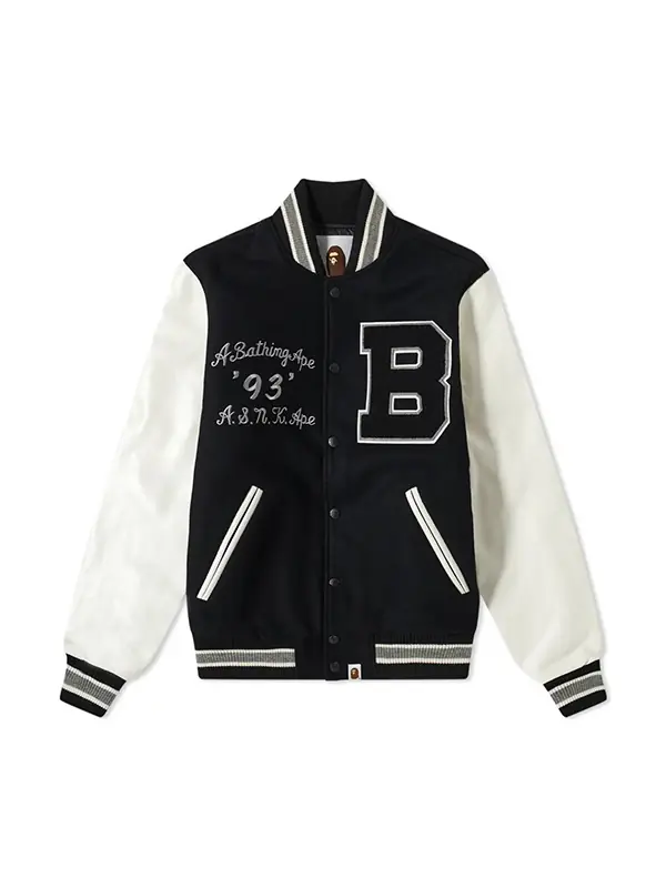 A Bathing Ape Bape Black Varsity Jacket