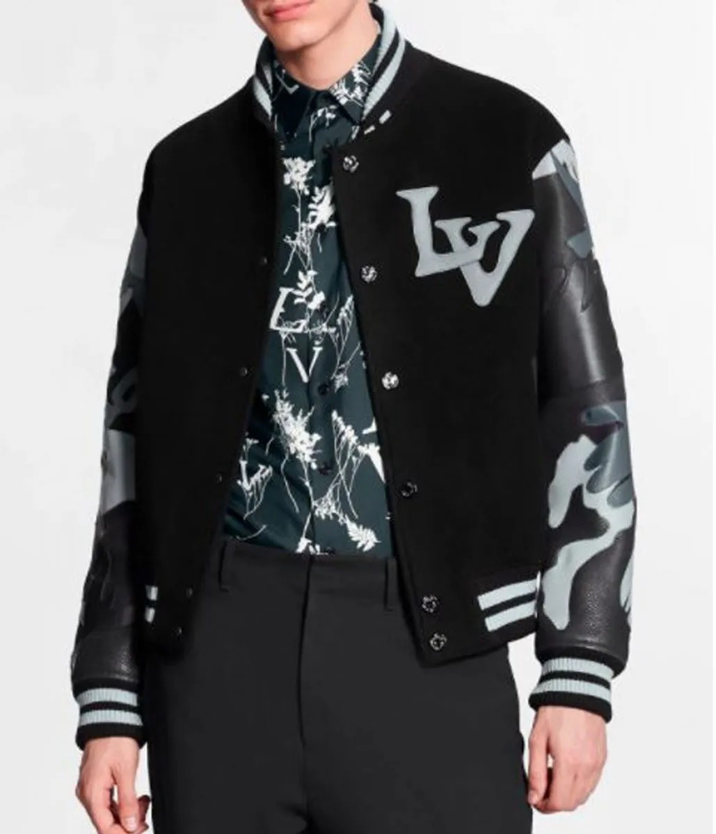 The Kid Laroi Wrong Camo Chains Lv Varsity Jacket