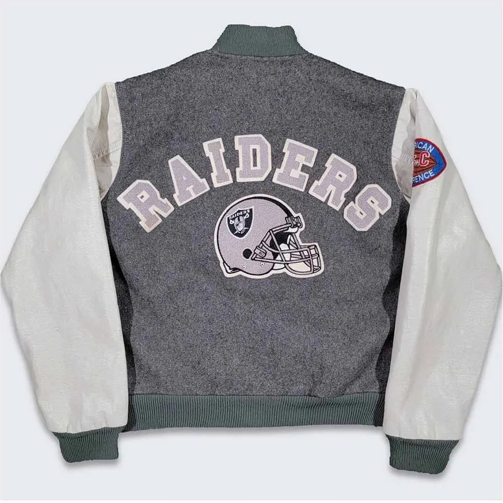 80’s La Raiders Gray And Cream Wool Varsity Jacket