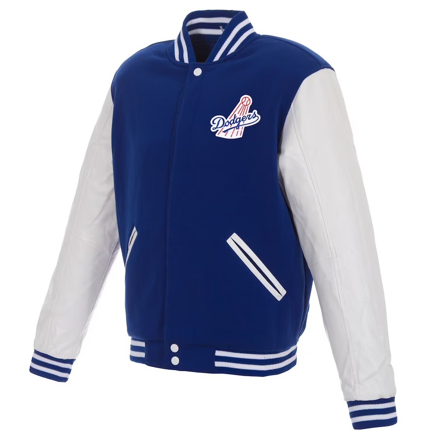 Dodgers Jh Design Full-snap Wool Varsity Jacket