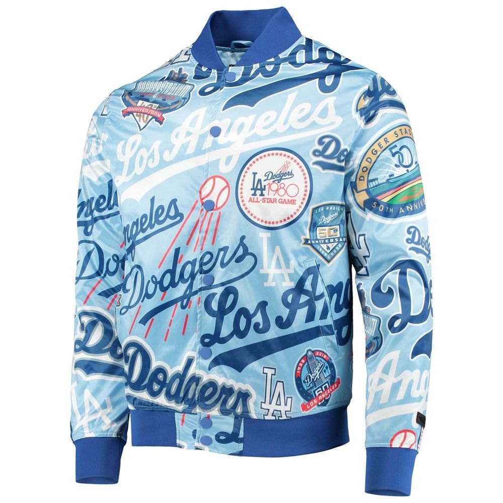 Dodgers Pro Standard Royal Allover Satin Varsity Jacket