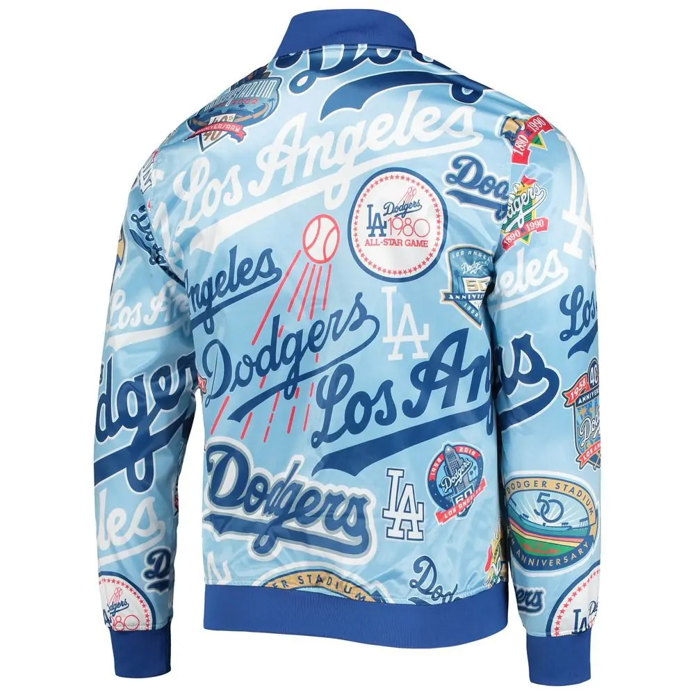 Dodgers Pro Standard Royal Allover Satin Varsity Jacket