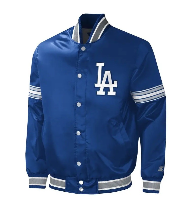 LA Dodgers Midfield Royal Blue Satin Varsity Jacket
