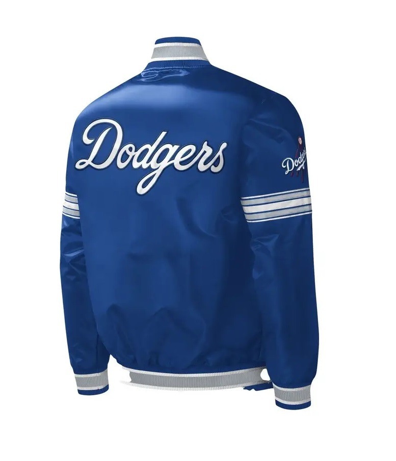 LA Dodgers Midfield Royal Blue Satin Varsity Jacket