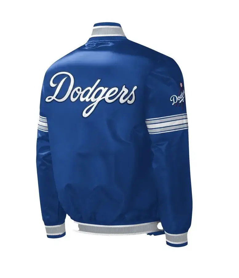 LA Dodgers Midfield Royal Blue Satin Varsity Jacket