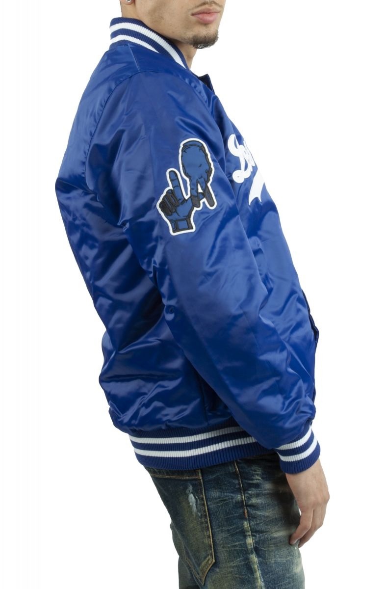 LA Dodgers National Blue Satin Varsity Jacket