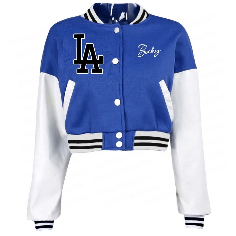 LA Cropped Becky G Letterman Varsity Jacket