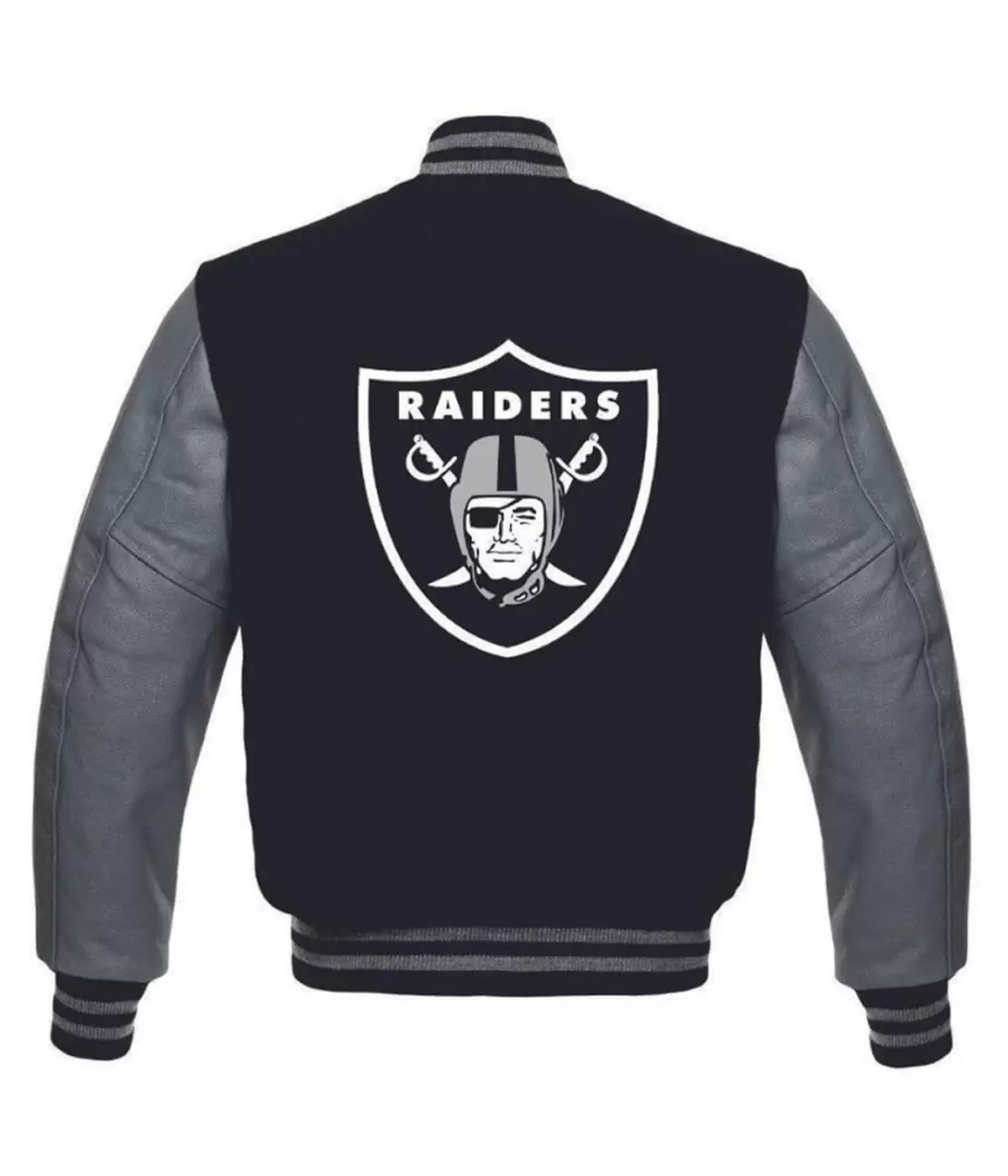 Las Vegas Raiders Grey And Black Letterman Jacket