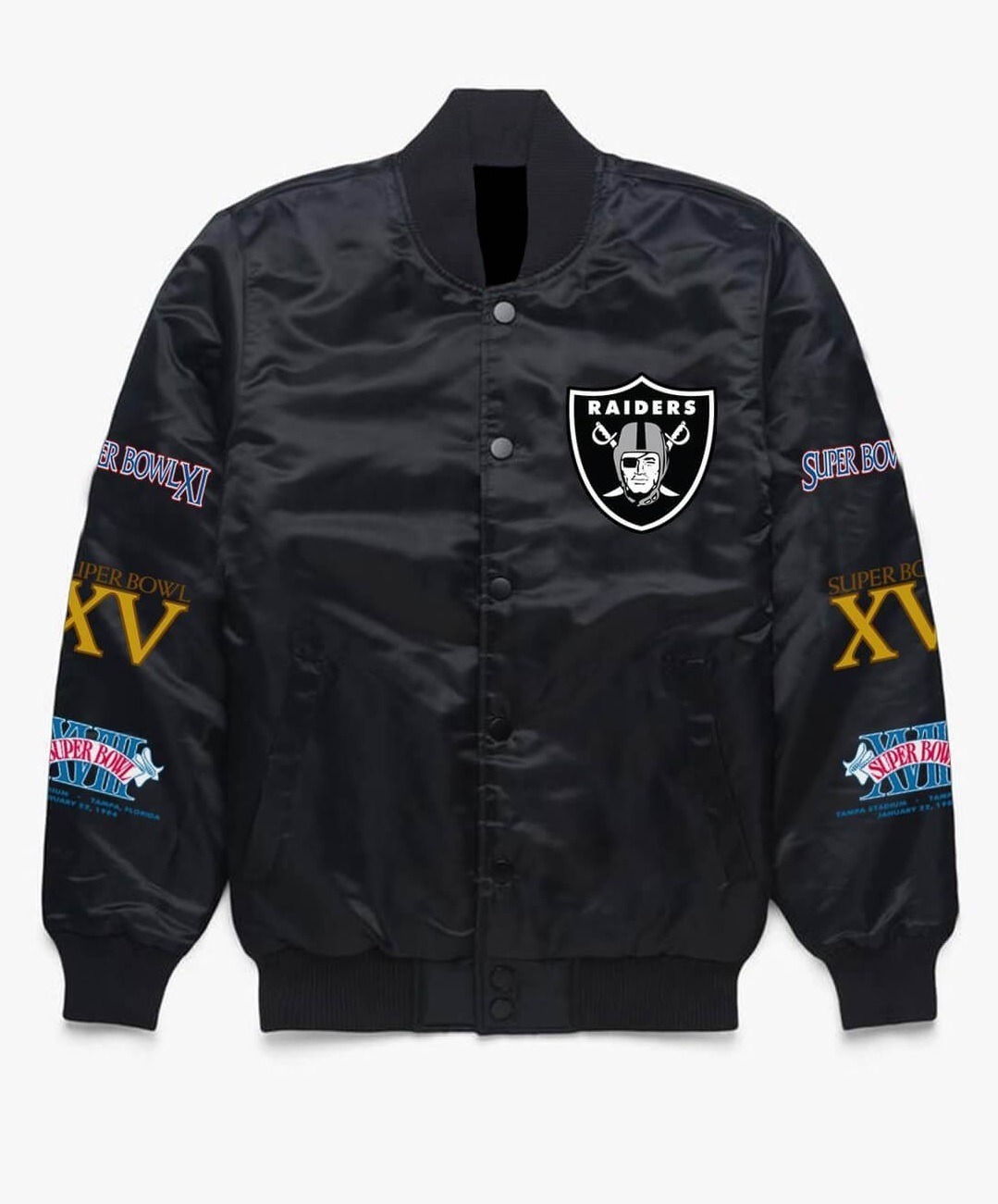 Nfl Las Vegas Raiders Black Satin Jacket