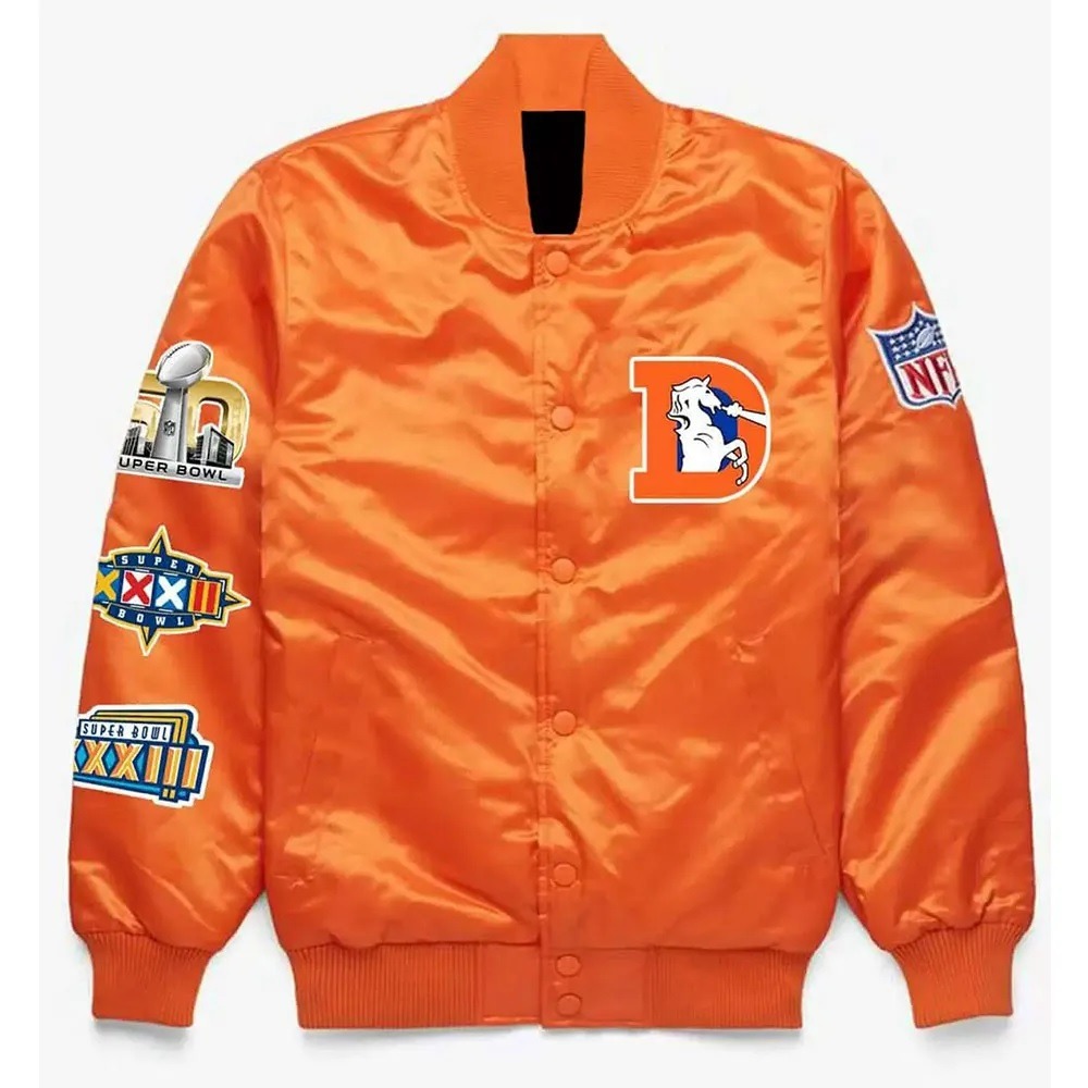 Super Bowl Denver Broncos Orange Satin Jacket
