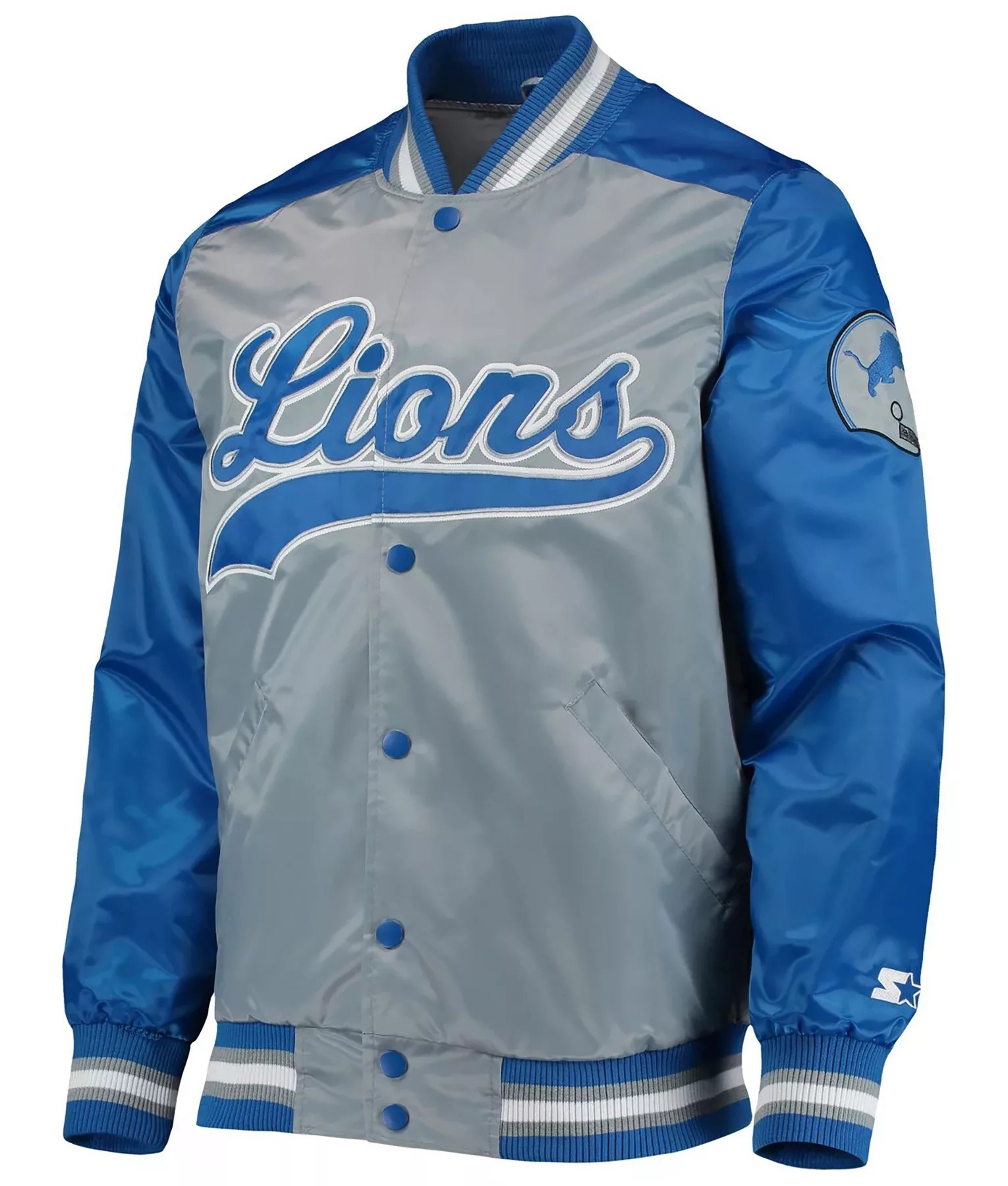 Detroit Lions The Tradition II Satin Varsity Jacket