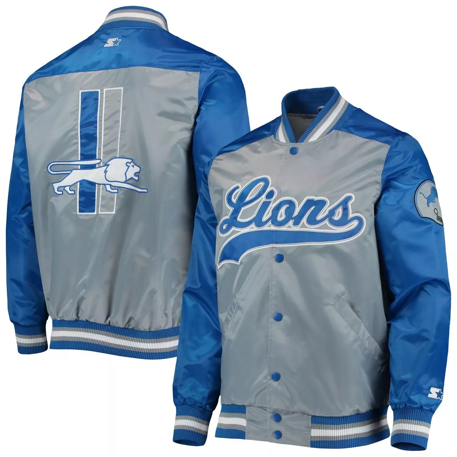 Detroit Lions The Tradition II Satin Varsity Jacket