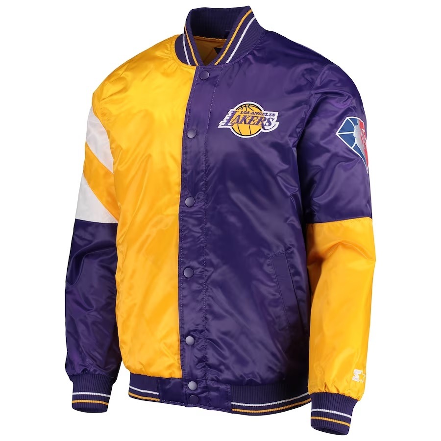 LA Lakers 75th Anniversary Leader Color Block Satin Jacket