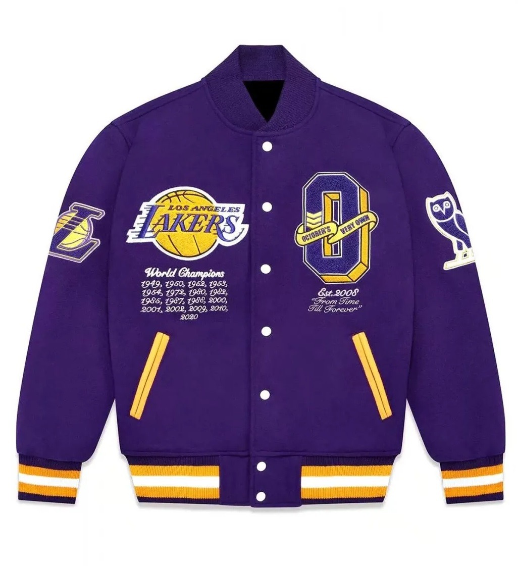 Los Angeles Lakers OVO Purple Wool Varsity Jacket
