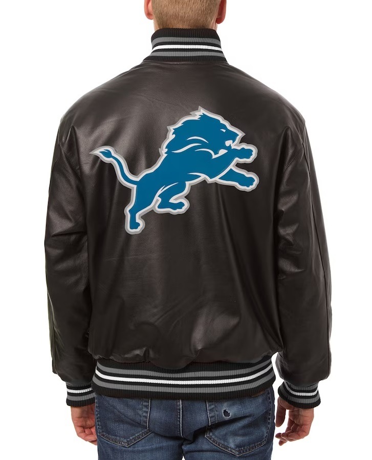 Men's Jh Design Detroit Lions Black Leather Jacket