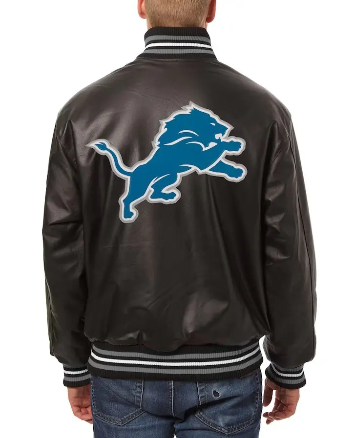 Men's Jh Design Detroit Lions Black Leather Jacket