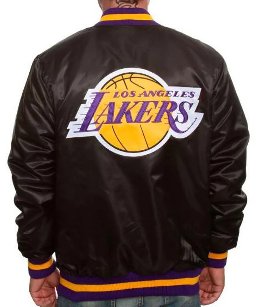 Los Angeles Lakers Black Bomber Satin Jacket