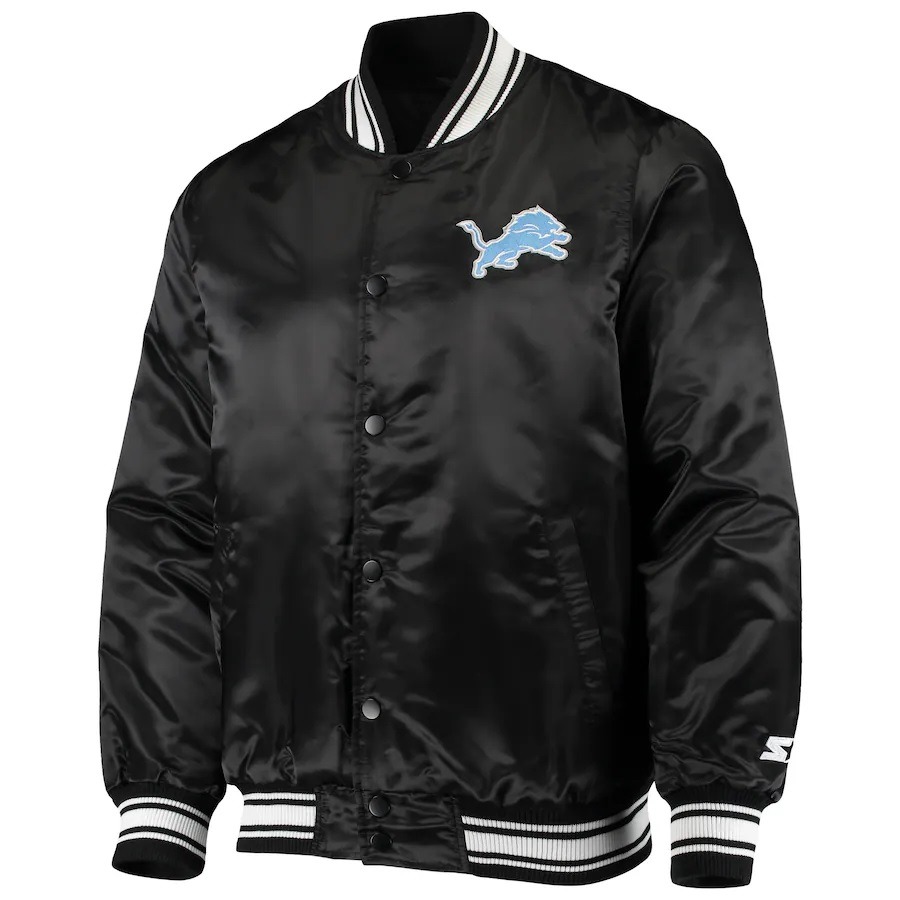 Men's Starter Black Detroit Lions Locker Room Varsity Jacket