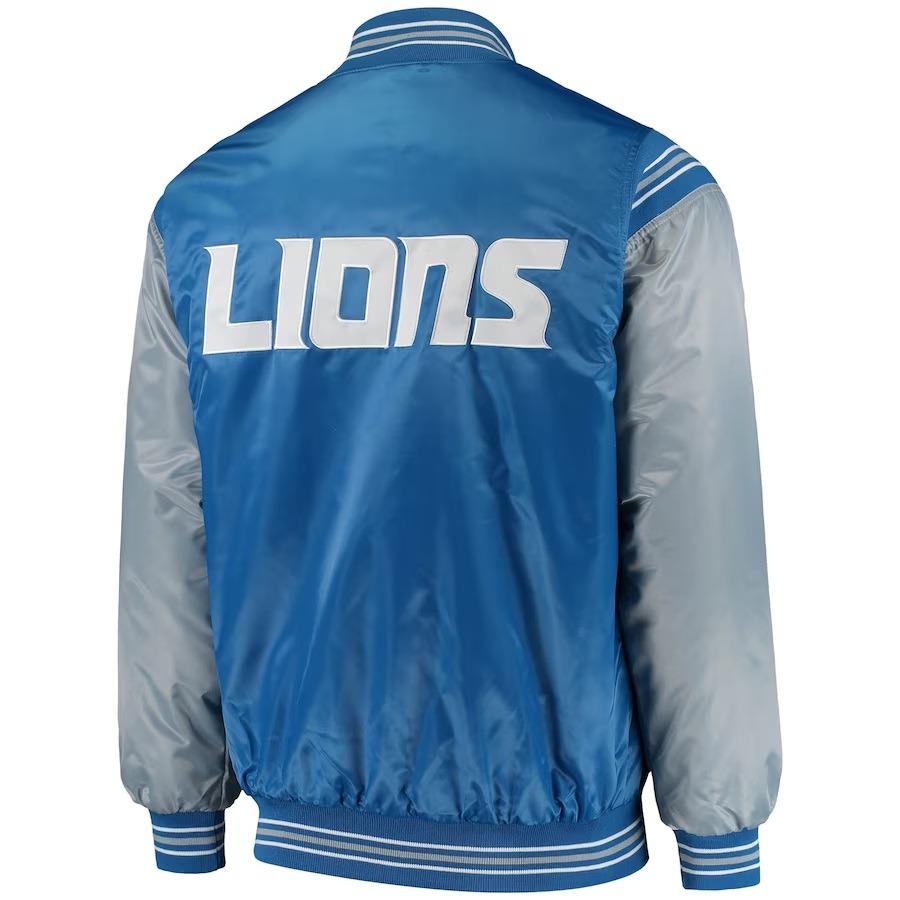 Men's Starter Detroit Lions Enforcer Satin Varsity Full-snap Jacket