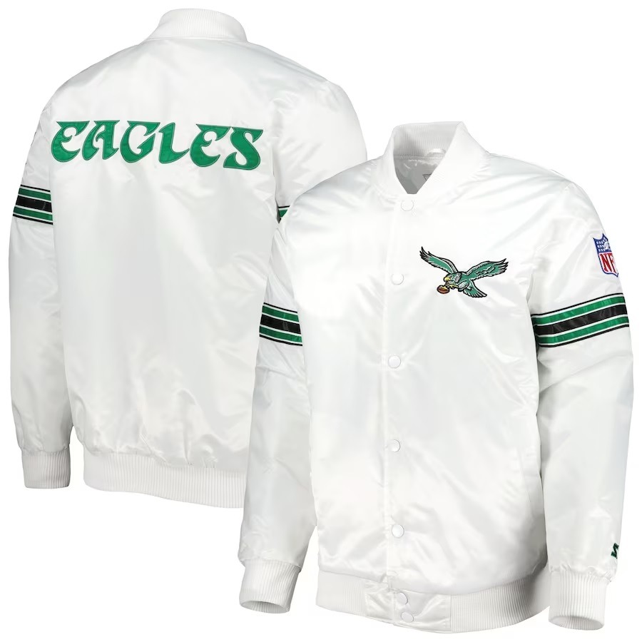 Philadelphia Eagles The Power Forward White Satin Jacket