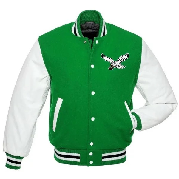 Philadelphia Eagles Vintage Green And White Varsity Jacket