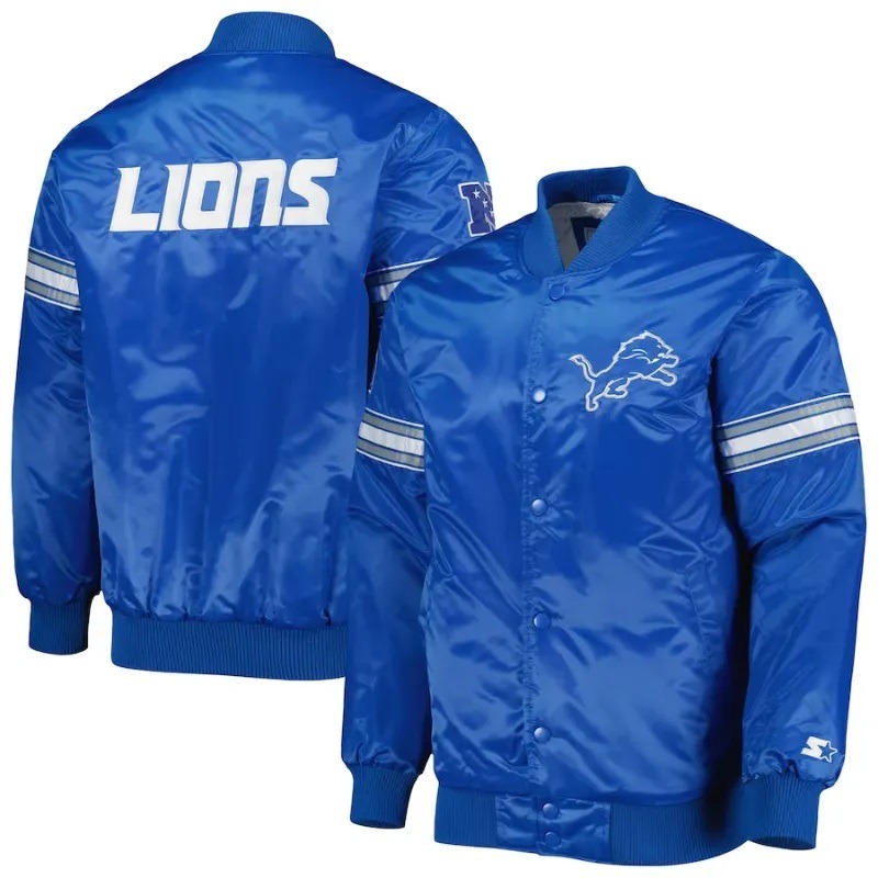 Remington Detroit Lions Starter Blue Varsity Jacket